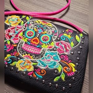 Gothic Sugar Skull Day The Dead P&G Collection Embroider Stud Wallet Purse